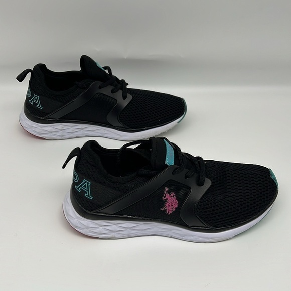 US Polo Association NW8110 Morale -M Black Sneaker Pink Turquoise Accents size 6 - Picture 5 of 11
